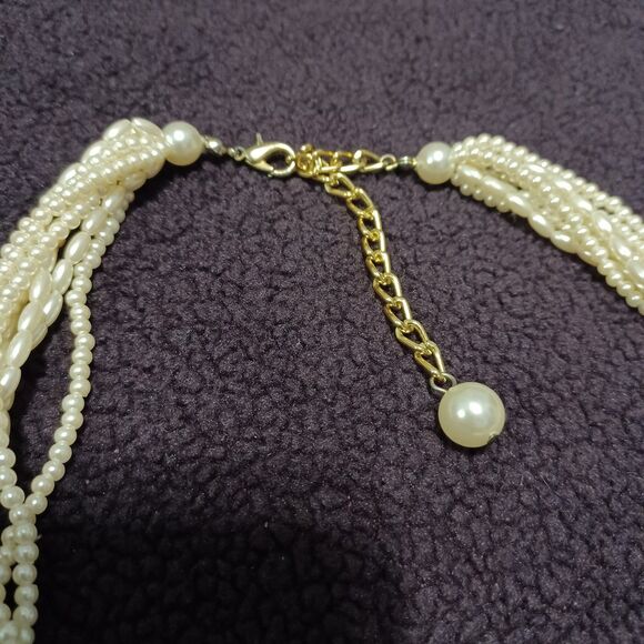 Vintage 8-Strand Faux Pearl Necklace, 16", with Two Earring Sets - Picture 7 of 7